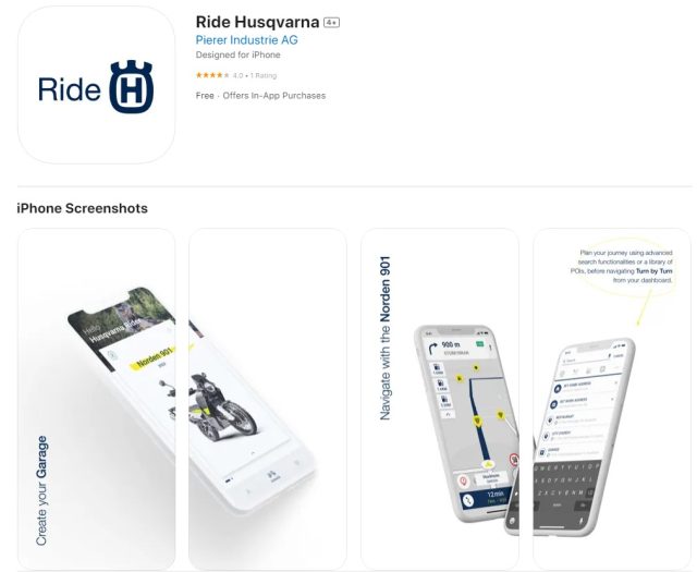 L'application Ride Husqvarna pour Iphone et Android