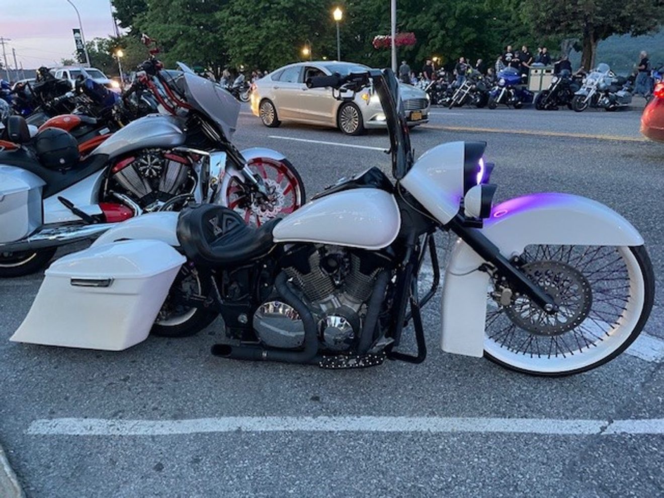 white motorcycle at americade