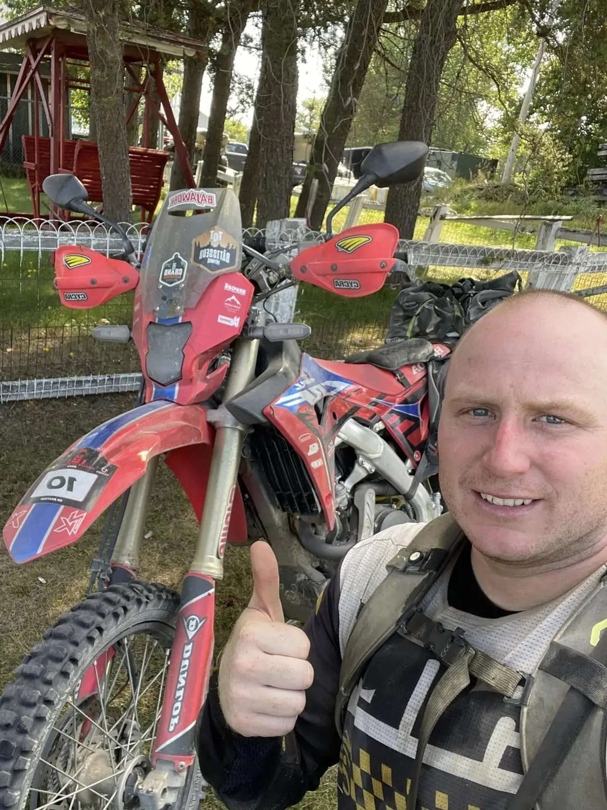 Pierre-Luc and his adventure bike in Côte-Nord